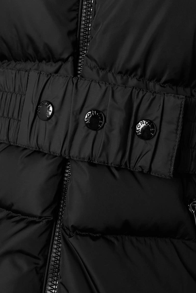 Shop Moncler Tiac Belted Velvet-trimmed Quilted Shell Down Jacket In Black