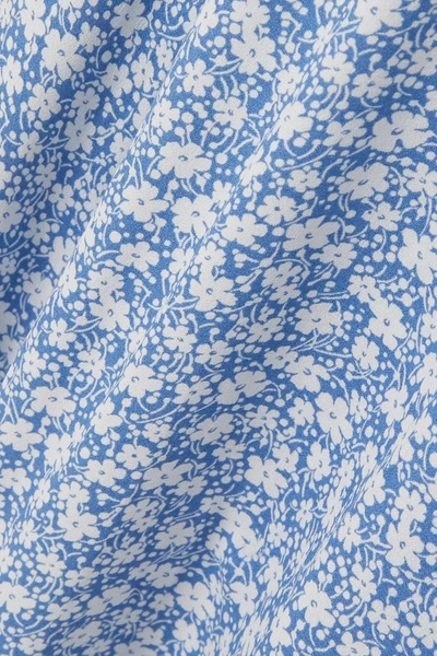 Shop Reformation Gavin Open-back Floral-print Crepe Midi Dress In Light Blue