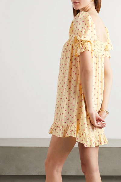 Shop Faithfull The Brand Seine Ruffled Floral-print Crepe Nightdress In Yellow