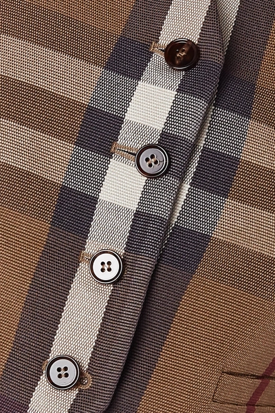 Shop Burberry Cropped Checked Canvas And Satin-jacquard Vest In Brown