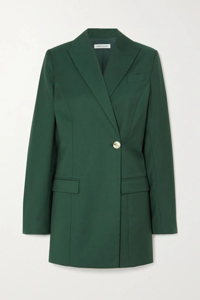 Shop Anna Quan Sienna Double-breasted Twill Blazer In Green