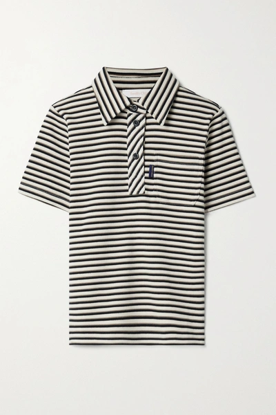 Shop See By Chloé Striped Ribbed Cotton Polo Shirt In Cream