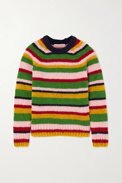 Shop Alexa Chung Striped Knitted Sweater In Green