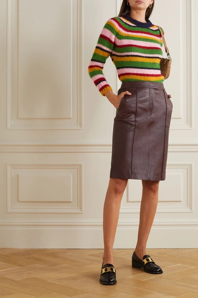 Shop Alexa Chung Striped Knitted Sweater In Green