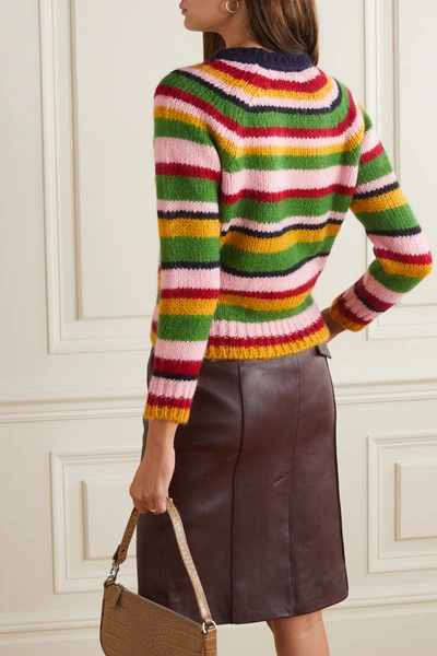 Shop Alexa Chung Striped Knitted Sweater In Green