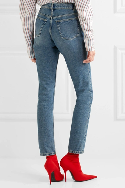 Shop Balenciaga Tube High-rise Straight-leg Jeans In Indigo