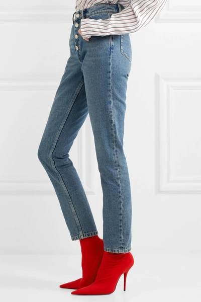 Shop Balenciaga Tube High-rise Straight-leg Jeans In Indigo