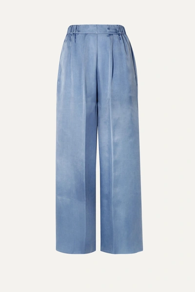 Shop Forte Forte Washed-satin Wide-leg Pants In Light Blue