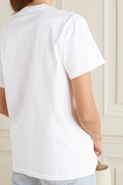 Shop Ganni Printed Organic Cotton-jersey T-shirt In White