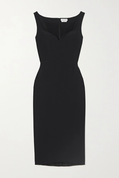 Shop Alexander Mcqueen Crepe Midi Dress In Black