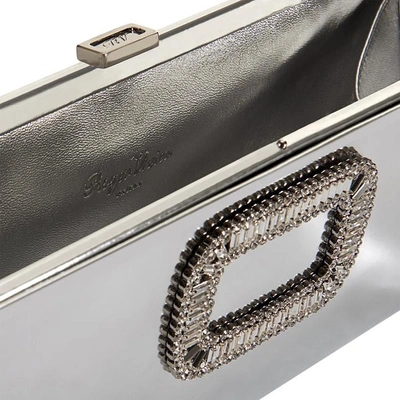 Shop Roger Vivier Pilgrim Clutch Bag In Mirrored Leather In Silver