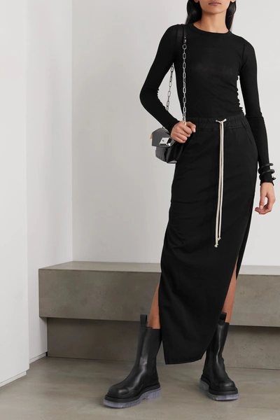 Shop Rick Owens Gonna Dirt Cotton-jersey Maxi Skirt In Black