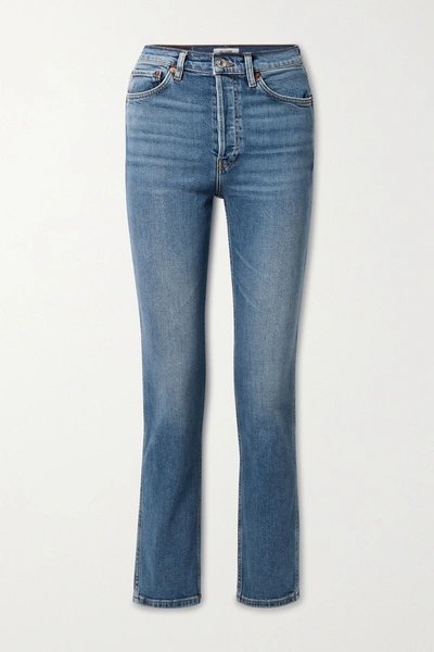 Shop Re/done + Net Sustain 80s High-rise Slim-leg Jeans In Blue