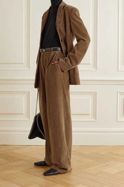 Shop The Row Chandler Cotton-corduroy Straight-leg Pants In Light Brown