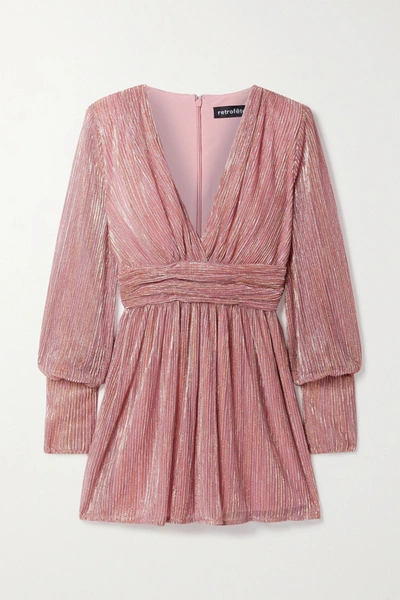 Shop Retroféte Dani Lurex Mini Dress In Pink