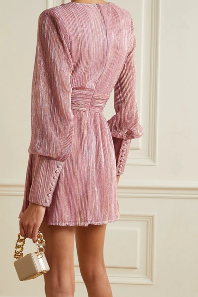 Shop Retroféte Dani Lurex Mini Dress In Pink