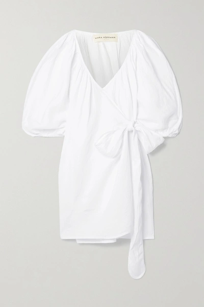 Shop Mara Hoffman Coletta Linen Mini Wrap Dress In White