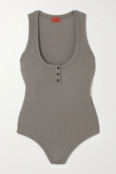 Shop Alix Nyc Willis Ribbed Stretch-modal Bodysuit In Gray