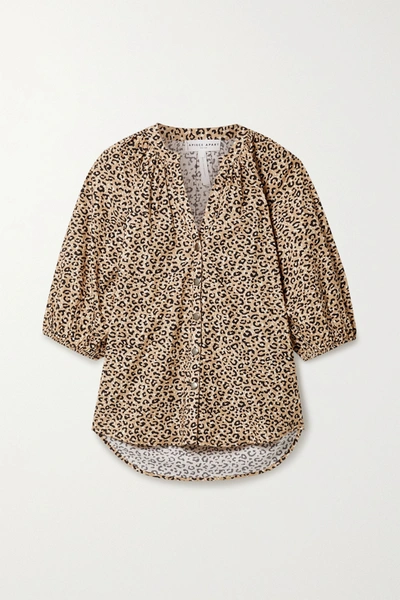 Shop Apiece Apart Mitte Leopard-print Organic Cotton-poplin Top In Leopard Print