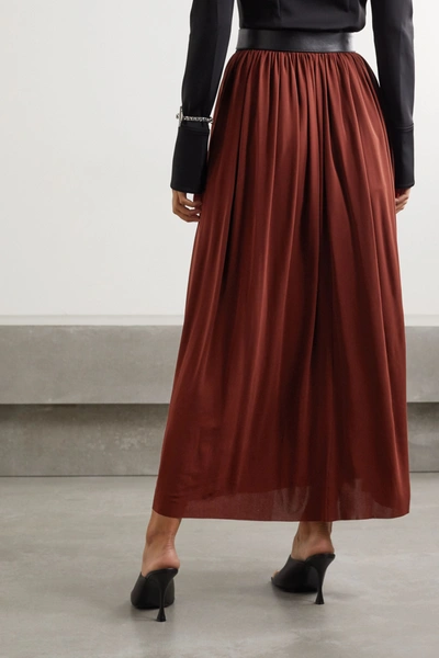 Shop Proenza Schouler Belted Pleated Jersey Maxi Skirt In Claret