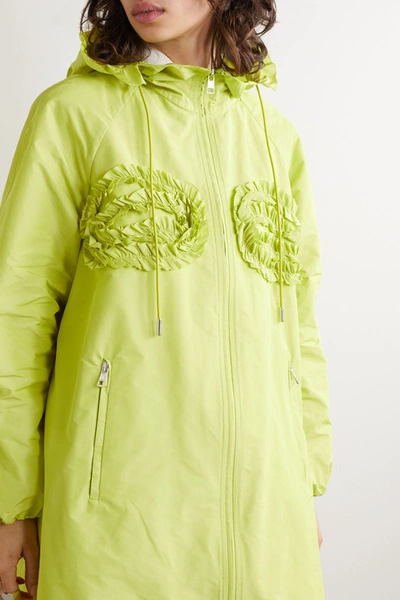 Shop Moncler Genius + 4 Simone Rocha Agatea Hooded Ruffled Shell Jacket In Lime Green