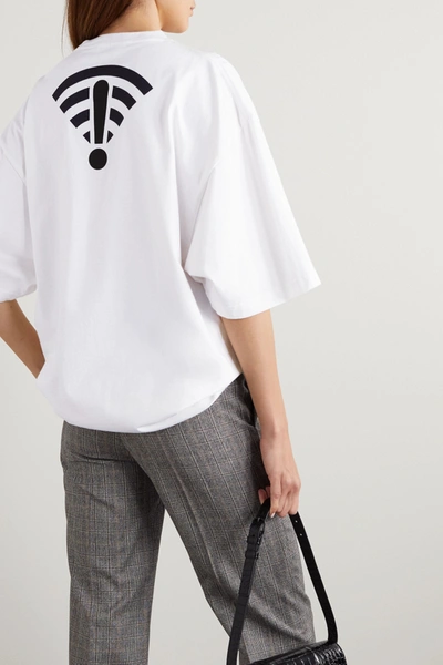 Shop Balenciaga Oversized Printed Cotton-jersey T-shirt In White