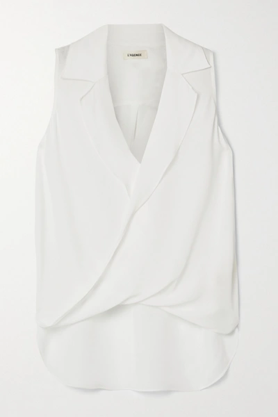 Shop L Agence Freja Wrap-effect Silk-georgette Blouse In White