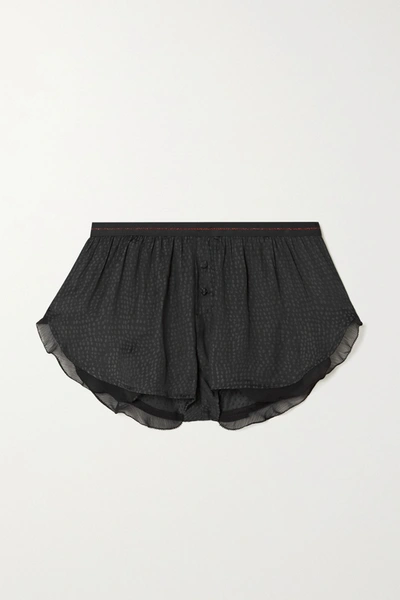 Shop Love Stories Mae Satin-jacquard Pajama Shorts In Black