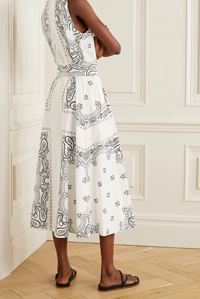 Shop Tory Burch Belted Printed Cotton-voile Midi Wrap Dress In Ivory