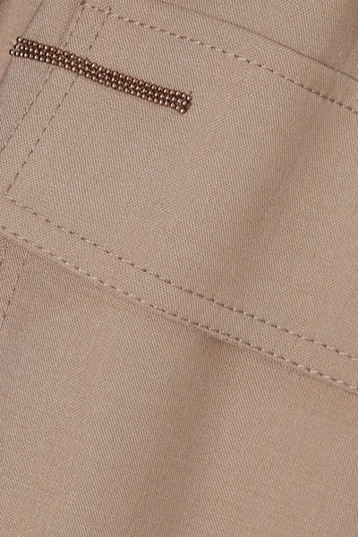 Shop Brunello Cucinelli Bead-embellished Stretch-wool Jumpsuit In Light Brown