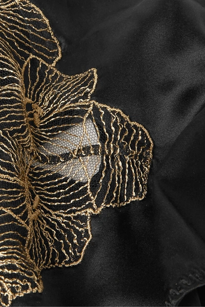 Shop Coco De Mer Danae Embroidered Silk-blend Satin And Tulle Halterneck Bodysuit In Black