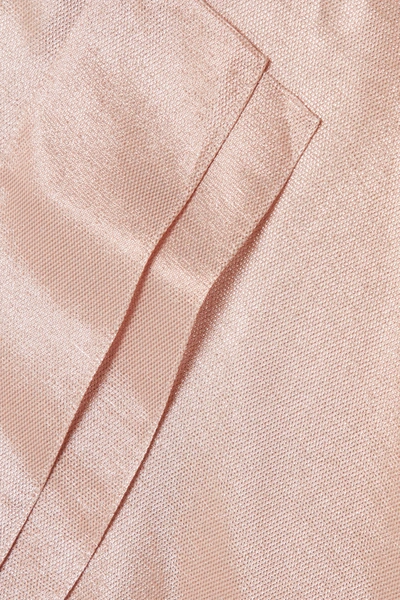 Shop Roland Mouret Jimboy Asymmetric Silk-blend Lurex Midi Dress In Blush