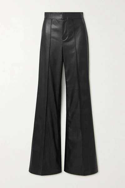 Shop Alice And Olivia Dylan Vegan Leather Wide-leg Pants In Black