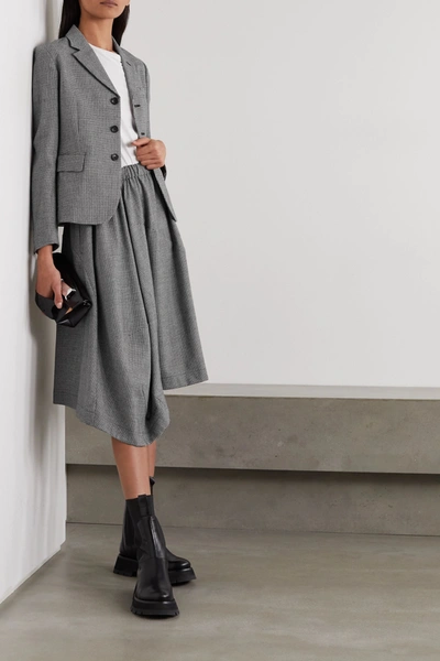 Shop Comme Des Garçons Comme Des Garçons Asymmetric Houndstooth Wool-blend Skirt In Black