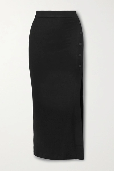 Shop Alix Nyc Fordham Ribbed Stretch-modal Jersey Midi Skirt In Black