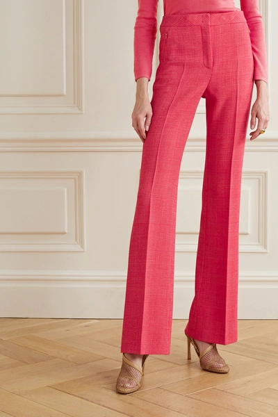 Shop Akris Checked Wool-blend Flared Pants In Bubblegum