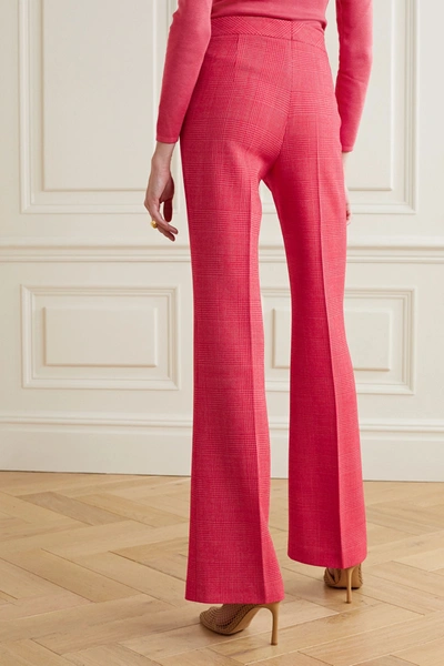 Shop Akris Checked Wool-blend Flared Pants In Bubblegum