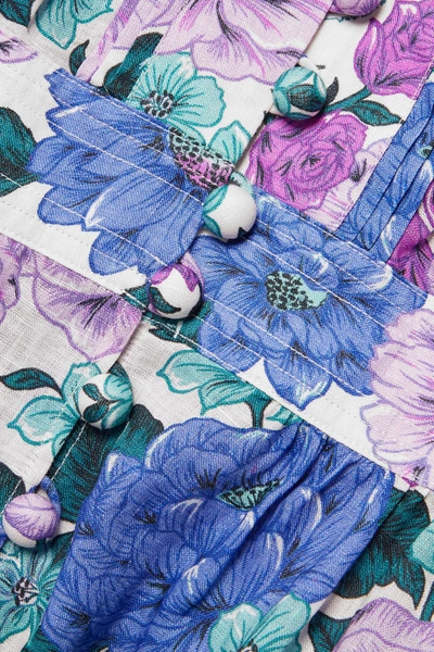 Shop Zimmermann Poppy Floral-print Linen Maxi Dress In Lilac