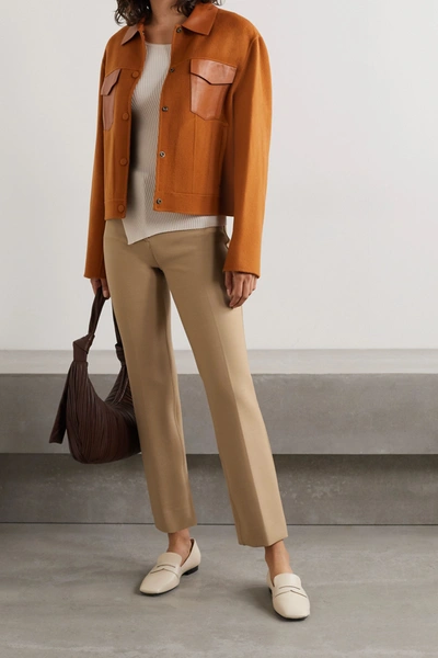 Shop Theory Canton Crepe Straight-leg Pants In Camel