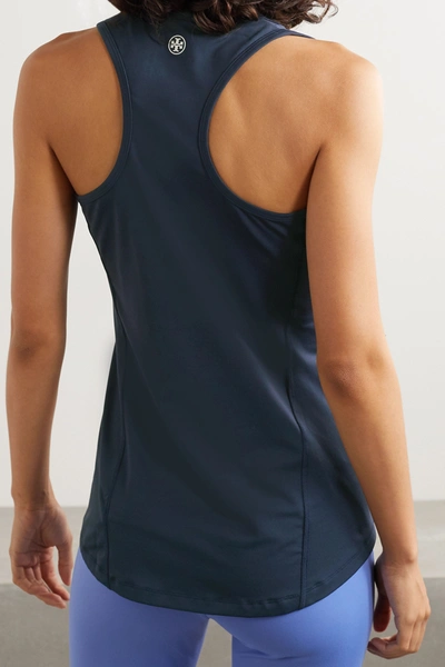 Shop Tory Sport Performance Printed Stretch-jersey Tank In Navy