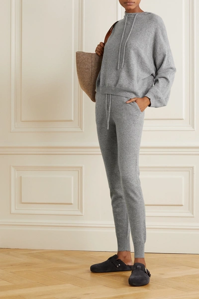 Shop Loulou Studio Linosa Mélange Cashmere Hoodie In Gray