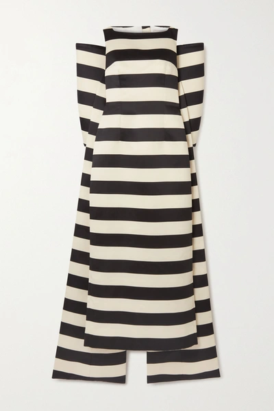 Shop Emilia Wickstead Cruz Bow-detailed Striped Taffeta Gown In Black