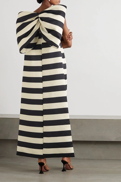 Shop Emilia Wickstead Cruz Bow-detailed Striped Taffeta Gown In Black