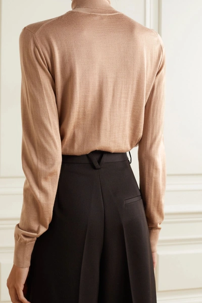 Shop Dolce & Gabbana Cashmere And Silk-blend Turtleneck Sweater In Tan