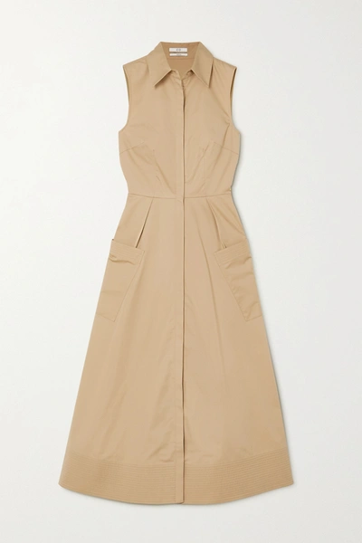 Shop Co Tton-poplin Midi Shirt Dress In Brown