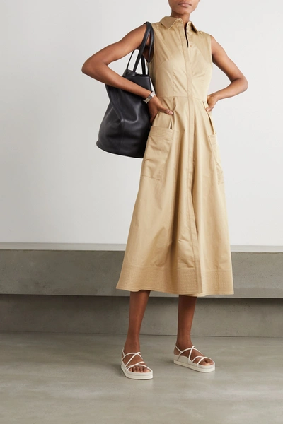 Shop Co Tton-poplin Midi Shirt Dress In Brown