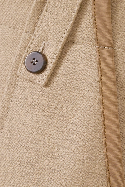 Shop Chloé Cropped Linen And Cotton-blend Wide-leg Pants In Beige