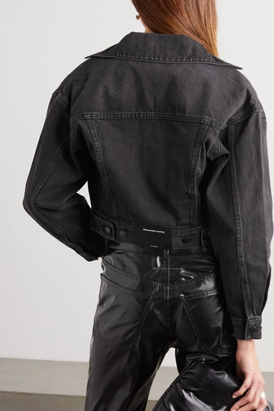 Shop Alexander Wang Cropped Denim Jacket In Gray