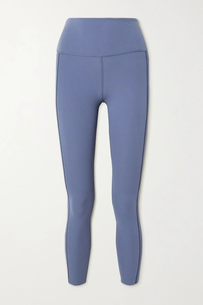 Shop Nike Yoga Luxe Lattice-trimmed Dri-fit Leggings In Blue