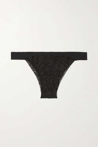 Shop Id Sarrieri Guipure Lace, Tulle And Microfiber Briefs In Black